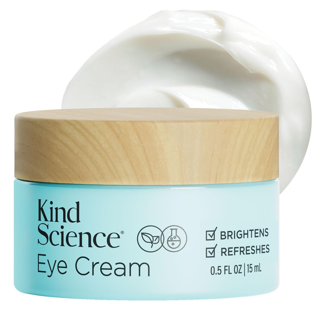 Kind Science by Ellen DeGeneres Eye Cream - Under Eye Cream za gube Natančno gladke in vlaži - Proti staranju s hialuronsko kislino, Vitamin C - Fragrance Free, Paraben Free, 0.5 fl oz