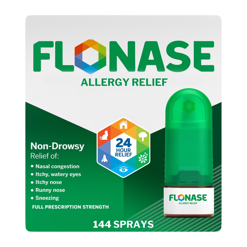 Flonase Alergija Relief nosni pršilo, 24 ur non Drowsy Alergy Medicine, Metered Nasal Spray - 144 Sprays- Padec in Sezonska alergija Relief