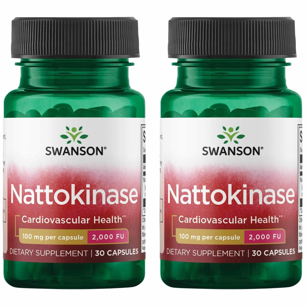 Swanson Nattokinase 2000 fibrinolitičnih enot 100 miligramov 30 kapsul encim (2 pakiranji)