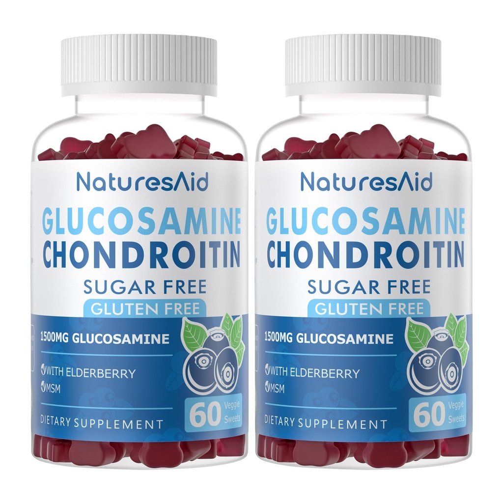Glukozamin Chondroitin Gumies z MSM & Elderberry Extra Jakost - skupna podpora, Antioksidant Imunska podpora dodatek za odrasle, moške in ženske.(2 paket)