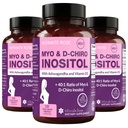 Intimate Rose Myo-Inositol & D-Chiro Inositol Mešanica - 40:1 Mešanica razmerje - Podpora za dnevno dobro počutje žensk - Vitamin D & Ashwagandha, 3 steklenice