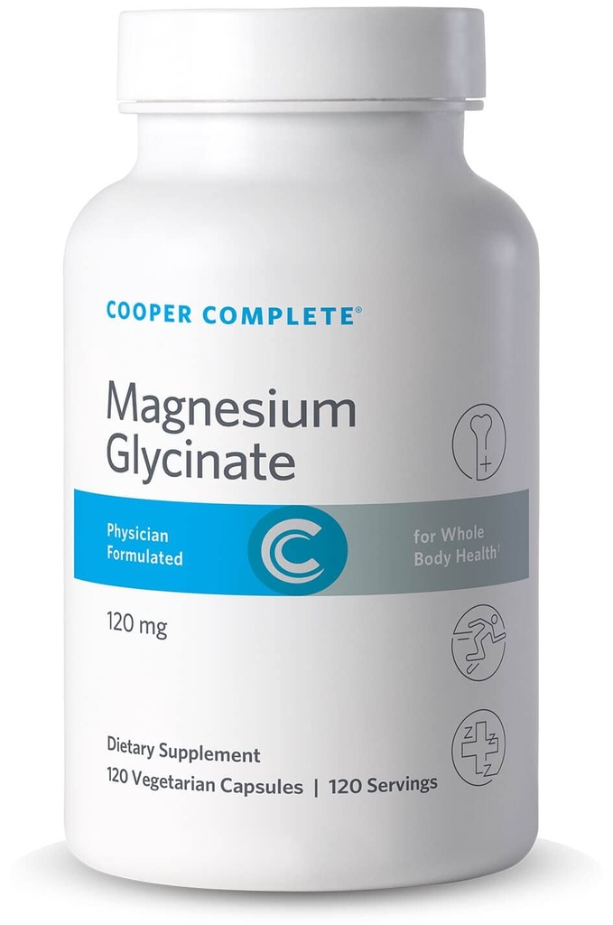Cooper Complete-Magnesium Glycinate dodatek - 120 mg Elementarni magnezij na vegetarijansko kapsulo.120 Kapsule. pakiranje po 1