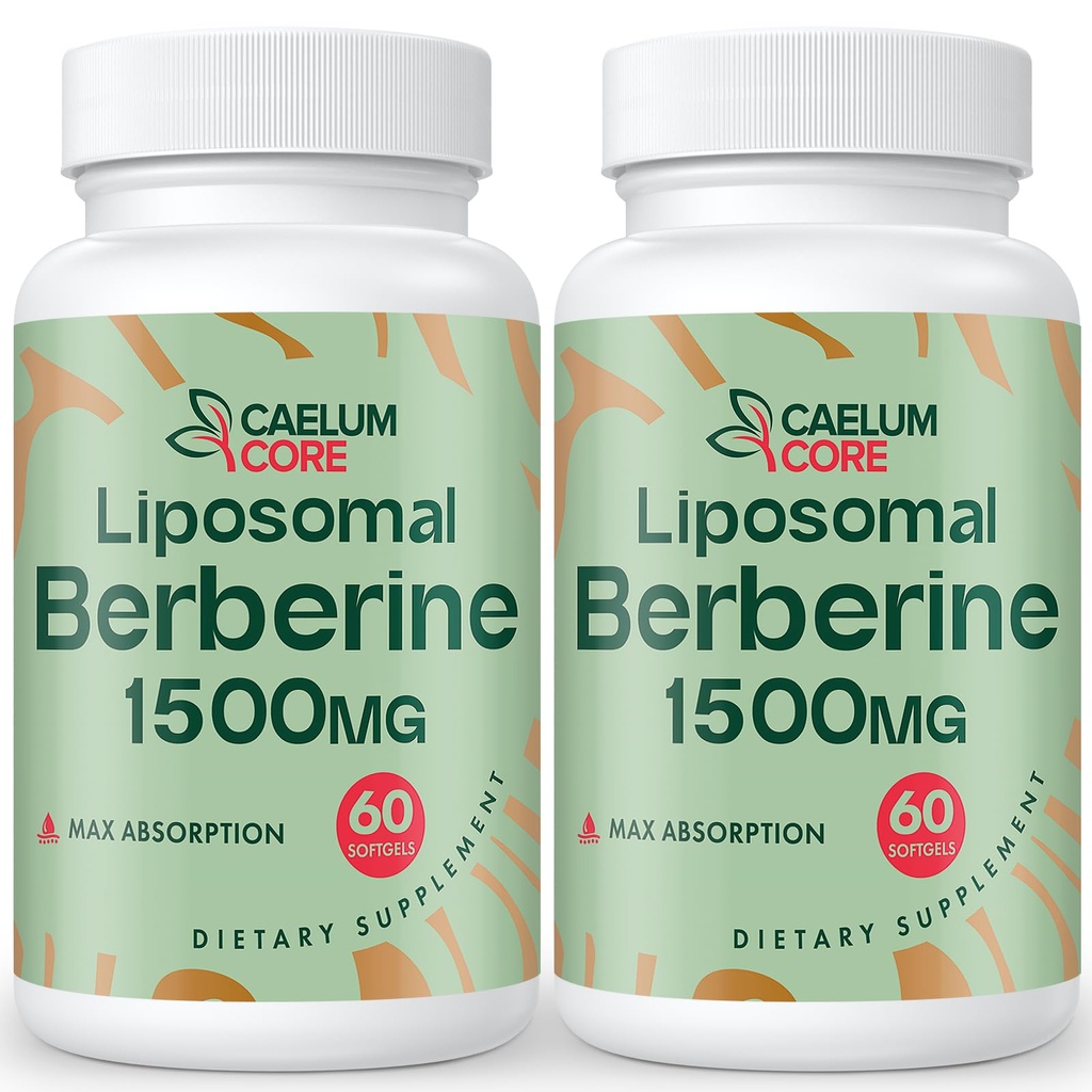 Liposomal Berberine HCL - Berberine 1500mg Visoka biološka uporabnost, Berberine Dopolnilo za ženske in moške (2 paketa)