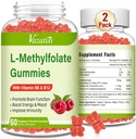 L-metilfolat 15 mg Gumies z metil B12, Folat dodatek za razpoloženje, zdravje možganov, imunske podpore, Raspberry Flavor, 120 Count