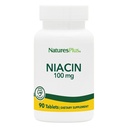 Nature Plus Niacin - 100 mg, 90 Vegetarijanske tablete - Visoka jakost Vitamin B3 dodatek - Gluten-free - 90 Servisi