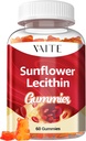 Sončnica Lecitin Gummies 800mg - Vegan, Non-GMO, Soy-free & Gluten-free - Podpira vsakodnevno prehrano, Preprosti dojenja žveči za odrasle, Dojenje dodatek, Naravna Wellness podpora - 60 Vegan Gummy