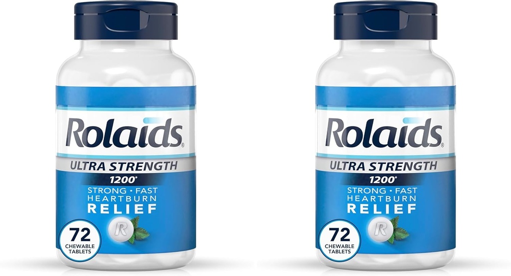 Rolaids Ultra Jakost Antacid žvečljive tablete, metin, 72-Count (paket z 2)
