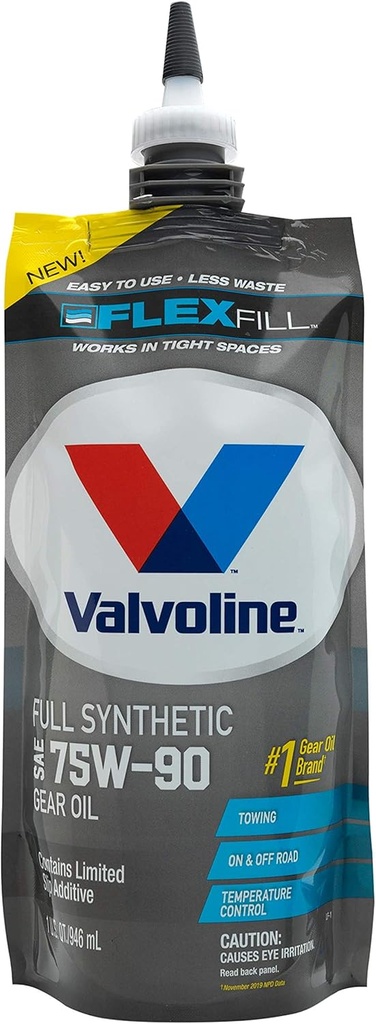 Valvoline FlexFill Napredno polno sintetično 75W-90 Gear Oil 1 Quart Pouch