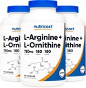 Nutricost L- arginin L- ornitin 750 mg; 180 kapsul (3 steklenice)
