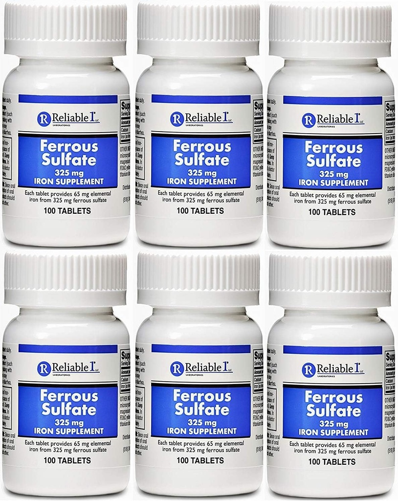 Železo iz železovega sulfata 325 mg Generic for Feosol 100 tablet PAKIRANJE s 6 tabletami