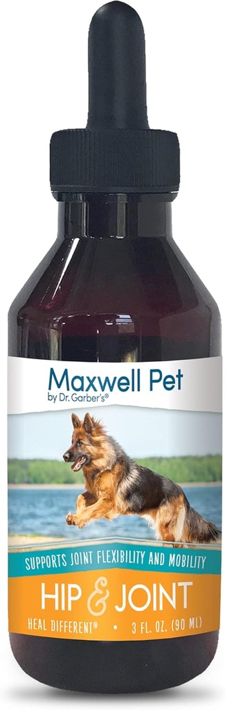 Maxwell Pet by Dr.Garber – Hip & Joint za pse - Prva naravna bioterapija dodatek kapljice za podporo in obnovo Hip & Skupno zdravje, Popravilo in lažje Hip & Joint bolečine, & Izboljšati mobilnost – 90ml