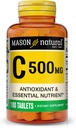 MASON NARAVNI Vitamin C 500 mg - Podpira zdrav imunski sistem, antioksidant in esencialno hranilo, 100 tablet