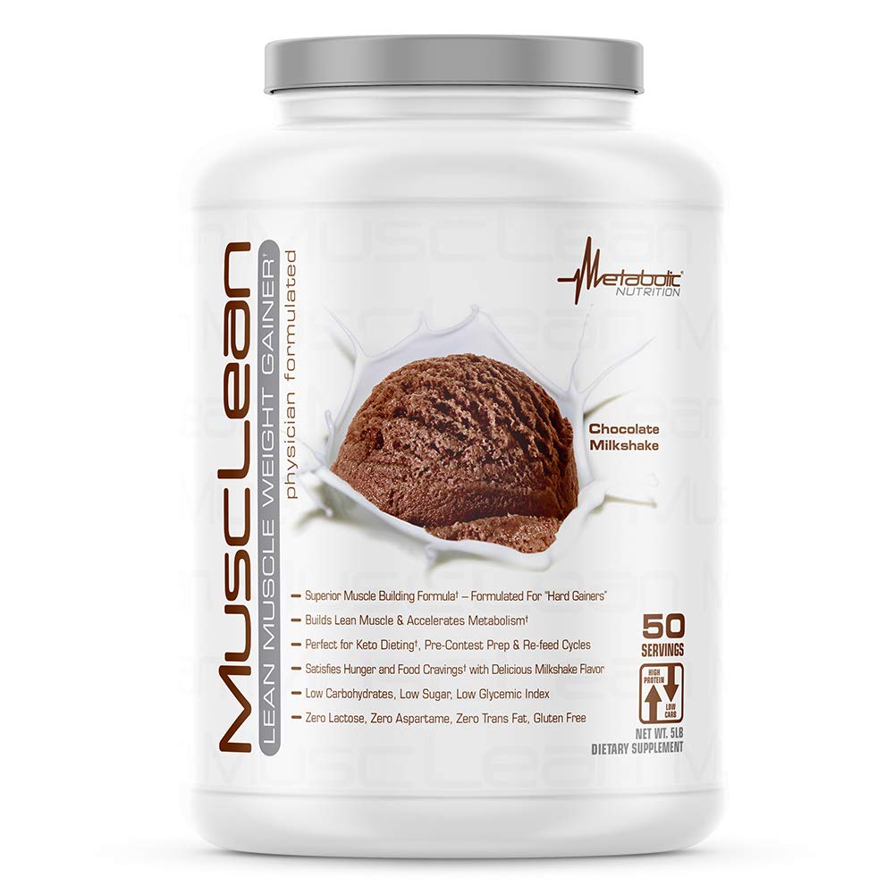 Presnovna prehrana - Musclean - Milkshake, Whey High Protein Meal Zamenjava, Vzdrževanje Prehrana, Nizki ogljikovi hidrati, Keto dieta, Prebavni encimi, Čokolada, 5 Pound (50 ser)