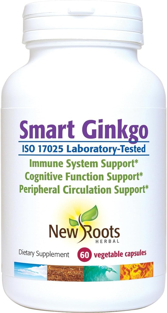 NOVE ROOTS HERBAL Smart Ginkgo dodatek, 60 Zelenjavne kapsule, imunski sistem in kognitivna podpora