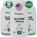 PRISTINE'S Glycine 1000MG Aminokisline dopolnilna podpora za spanje kapsule (3-Pack) - 90 dnevna oskrba - Mišična regeneracija, zdravje ledvic in kolagen formacija proizvodna podpora