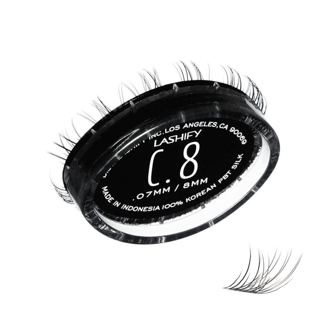 Lashify Curl 8mm Gossamer trepalnice razširitve ponovno polnjenje, črna, DIY lažne las za naravni videz