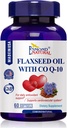 Laneno olje s CO Q-10 (Daily antioksidant in Cardiovascular System Support), GMP, Natural Product Assn Certified, Made in USA - 400mg, 60 Softgels