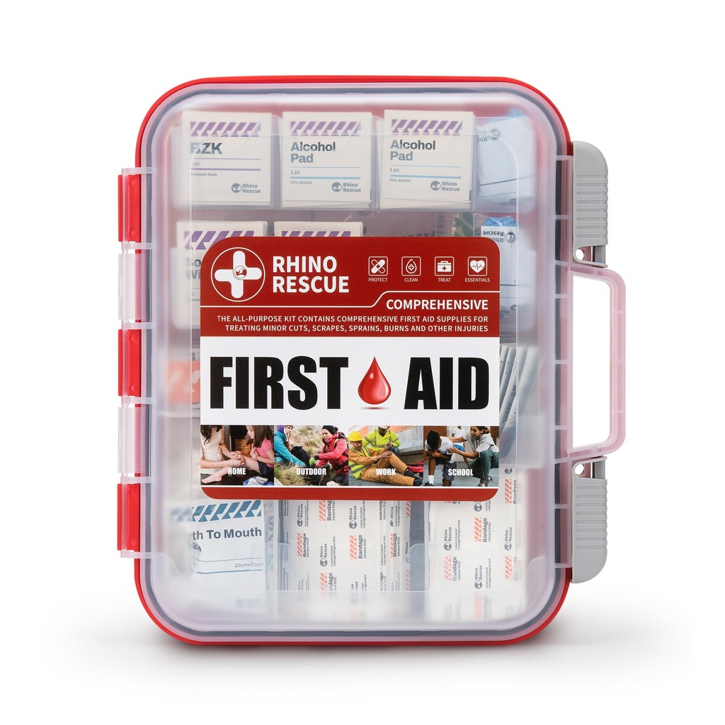 RHINO RESCUE 371 kosov OSHA All-Purpose prvo pomoč Kit, Domov & Office Professional Medicinske potrebščine, Idealno za nujne primere, šola, poslovanje