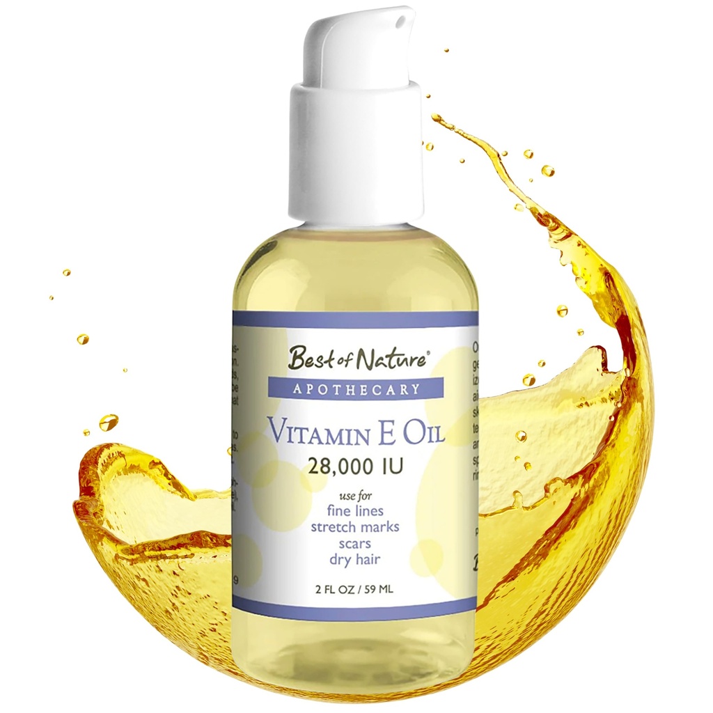 Best of Nature Vitamin E Oil 28.000 i.e., Neoporečni vlažilec z Fractioned Coconut - Škoda popravila Formula za lase, kožo, obraz, & roke