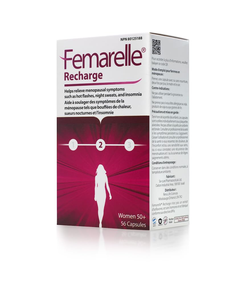 Femarelle® Recharge – Menopause dopolnilo za ženske - klinično dokazano Menopause Relief - vročih bliskov, nočno potenje, spanje & Libido Podpora v prvem mesecu, Gluten-free, GSO-free & Hormone Free
