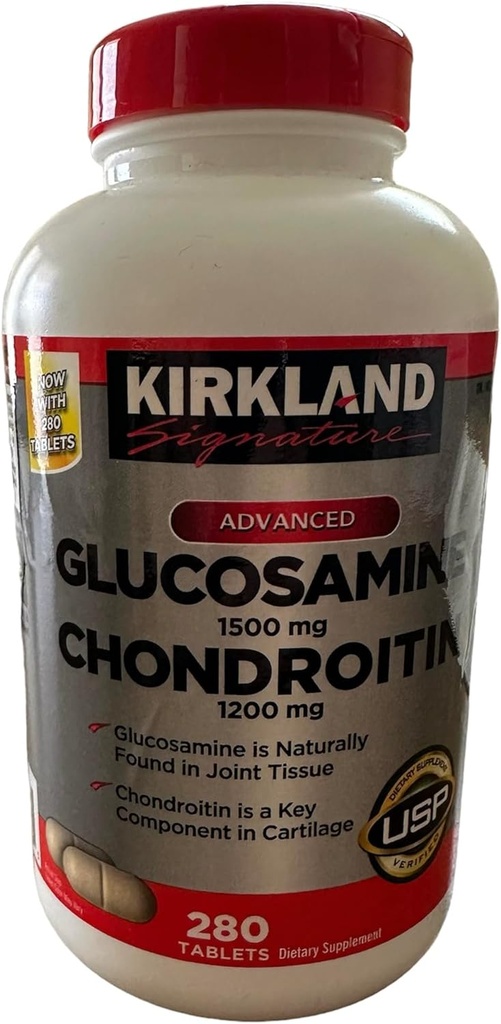 Kirkland podpis glukozamin HCI 1500mg hondroitin sulfat 1200mg 220 tablet/novo povečano število