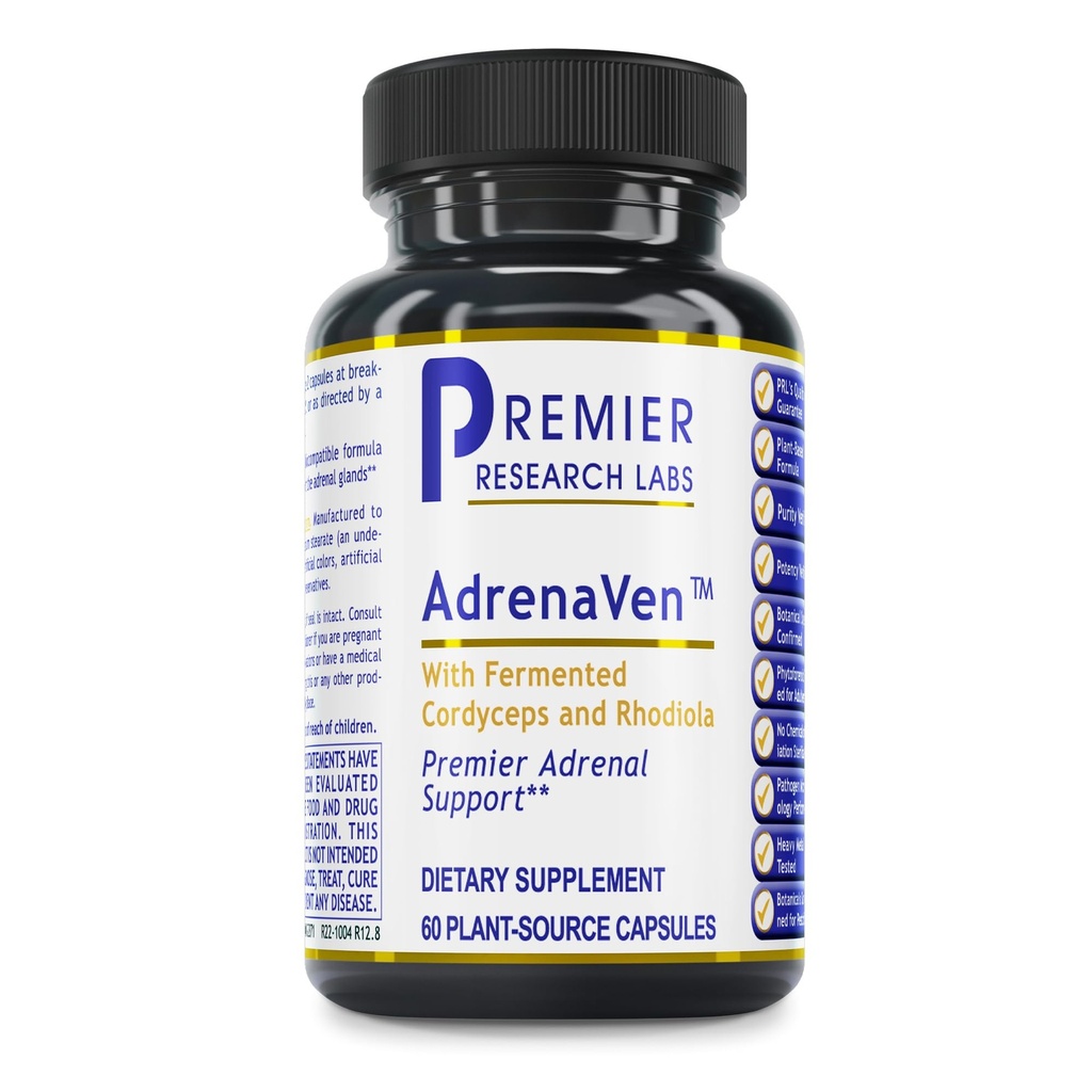 Premier Research Labs 30 Servings-AdrenaVen - Adrenal Health Supplement, Podpira Adrenal Gland Health and Stres Response - Organic Adrenal Health - 60 Rastlinsko-virne kapsule
