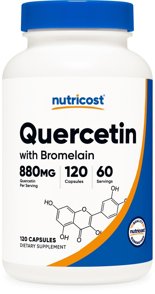 Nutricost Quercetin z bromelainom, 880mg Quercetin + 165mg Bromelain na strežbo, 120 kapsul, 60 služabnikov (2 pokrovčka na strežbo) - vegetarijanski, ne-GMO & Gluten brezplačno