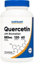 Nutricost Quercetin z bromelainom, 880mg Quercetin + 165mg Bromelain na strežbo, 120 kapsul, 60 služabnikov (2 pokrovčka na strežbo) - vegetarijanski, ne-GMO & Gluten brezplačno