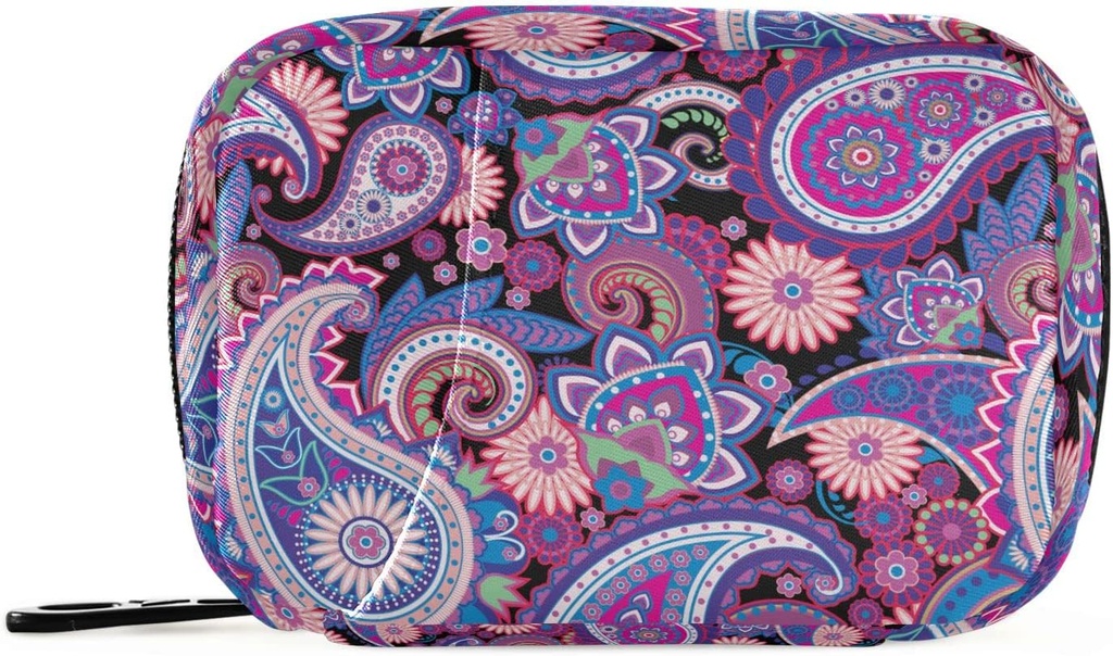 Naanle Tradicionalni Paisley cvetje tablete Box 7 dan Case Travel Organizator vrečka z Zipper Cvetlični prenosni teden kompaktna Velikost za vitamine dodatek imetnik, 4,6 x 3,14 x 1,88 Inch, Purple