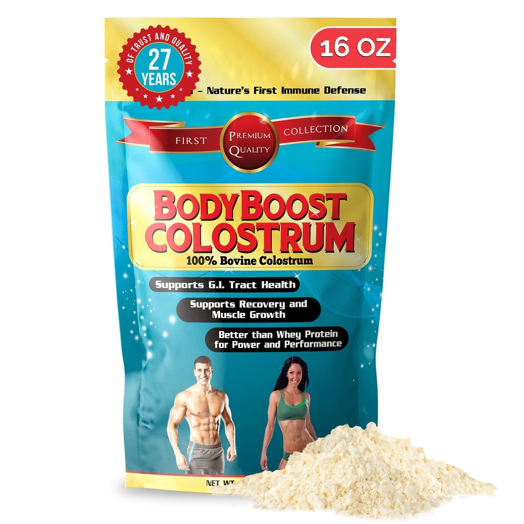BodyBoost cel kolostrum, 100% goveji kolostrum v prahu, imunoglobulin in laktoferrin, Grass Fed Colostrum za zdravje Gut, 16 oz