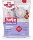 SlimFast High Protein Smoothie Mix Plus Sadni prašek, Visoko Beljakovinski obrok nadomestek v prahu, Fiber, Vitamin C, 21 Serving, 1,29 Pounds, Triple Berry Vanilla (Packaging May Vary)