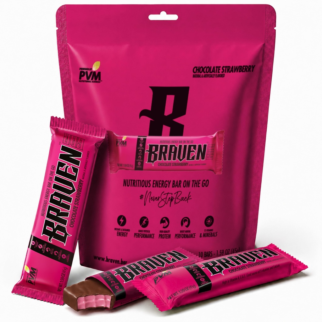 Drzna bar čokoladna jagodna energijska ploščica (1.59 oz, paket po 10) – energijski žveči s 5g proteini – na-the-Go energijski prigrizki za tek, pohodništvo in šport - Gluten brezplačni prigrizki za trajno povečanje energije