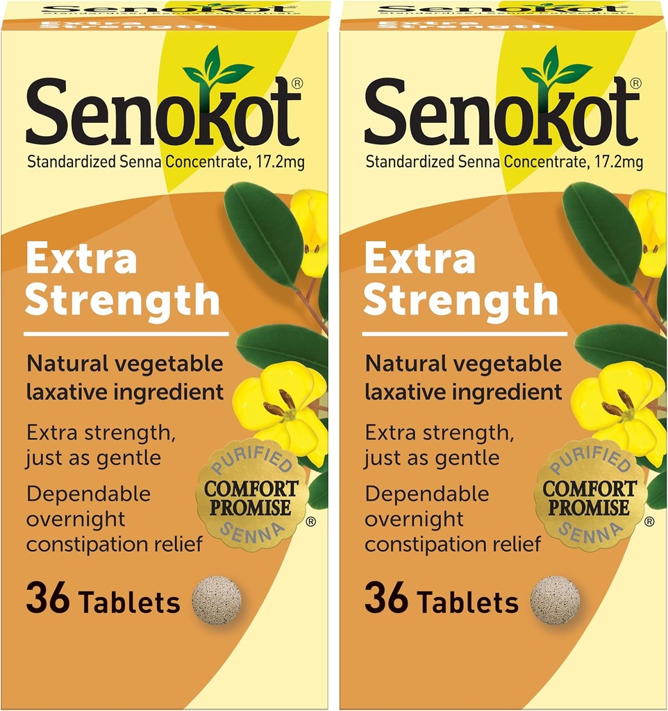 Senokot Extra Strength Natural Zelenjava Odvajalo za nežen čez noč Relief priložnostno zaprtje, 36 Število (Pack of 2)