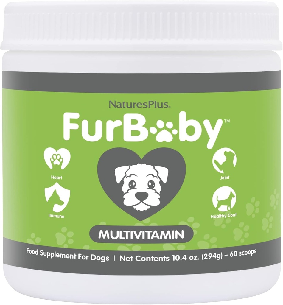 NaturesPlus FurBaby multivitamin za pse - 10.4 oz - Podpira skupno zdravje, imunske funkcije, zdravo proizvodnjo plašča in energije - Non-GMO - 60 Servingov