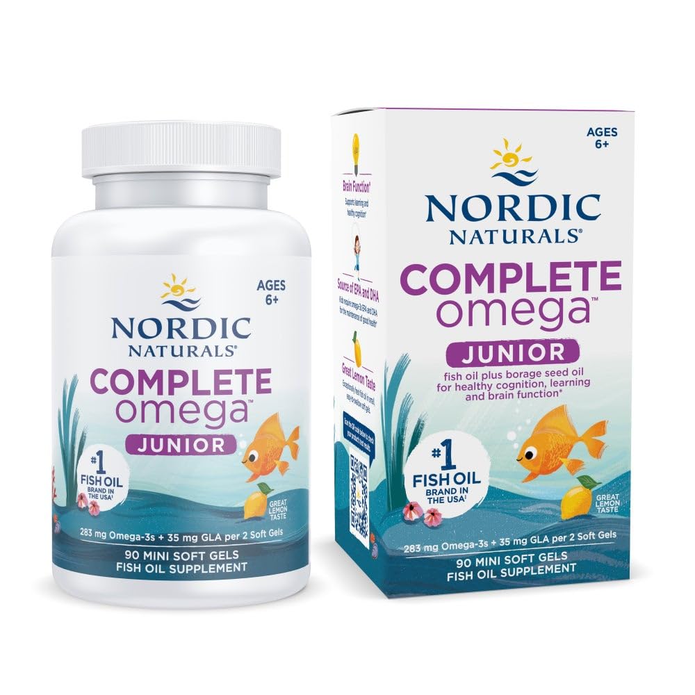 Nordic Naturals Complete Omega mlajši, Lemon - 90 Mini Soft Gels - 283 mg Total Omega-3s & 35 mg GLA - Zdrava kognicija, Funkcija živčnega sistema - Non-GMO - 45 Serving