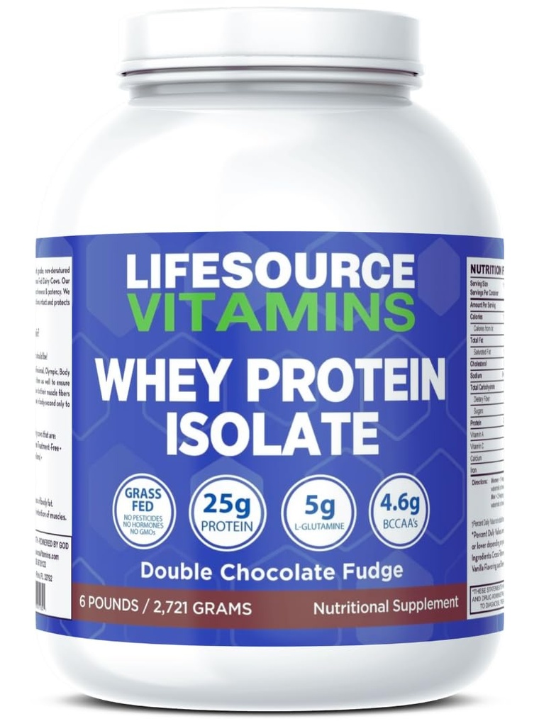 LifeSource Vitamini 6 lb - US Mlekarne Krave Trava Fed Whey Protein izolat - Dvojna čokolada Fidge sladkani w/Stevia