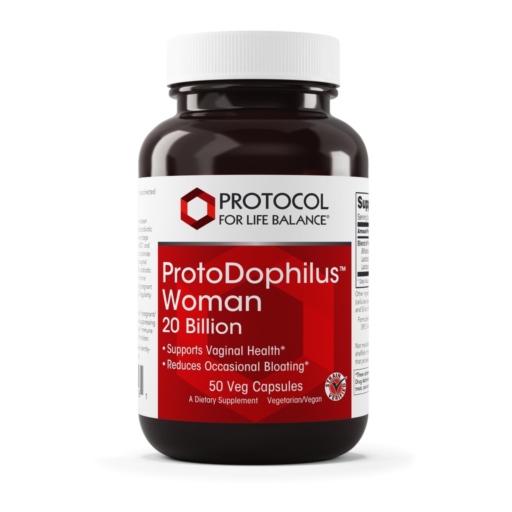 PROTOKOL ZA ŽIVLJENJSKO BILANCE Proto Dophilus Woman - 20 milijard - Probiotiki za zdravje črevesja - podpora vaginalno zdravje in napihnjenost - Vegan & Košir - 50 Veg kapsul