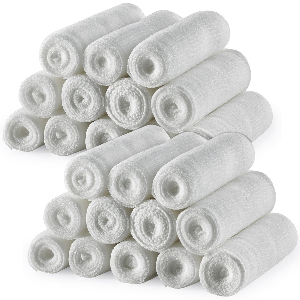 MEDCA GAUZE Bandage rolls - 24 Pack, 3- Inch x 4.1 Ladje, medicinske gaze in raztegljiv trak za obleko rane in komplet za prvo pomoč