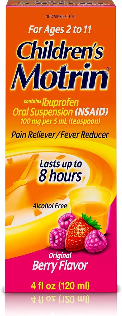Motrin Otroški Ibuprofen peroralna suspenzija Original Berry Flavor - 4 oz, pakiranje po 3