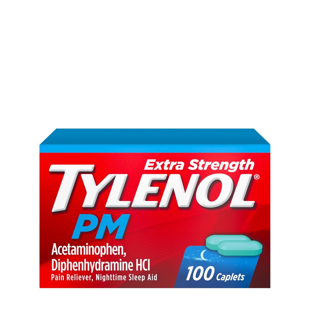 Tilenol PM Dodatna moč nočne bolečine Reliever & Pomoč za spanje Kapleti, 500 mg acetataminofen & 25 mg Difenhidramin HCl, Relief za nočne bolečine in bolečine, ne- Habit Oblikovanje, 100 ct