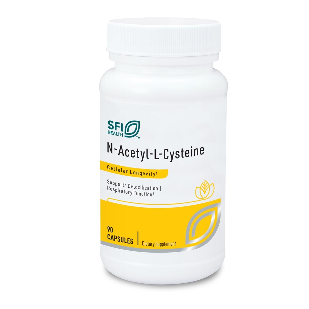 Klaire Labs SFI Health N-acetil-L-Cysteine 500mg - Aminokislina Glutatione Precursor NAC - dopolnilo k zaščiti celičnega antioksidanta - hipoalergena, brez soje, brez koruze (90 kapsul)