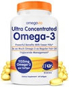 OmegaVia Ultra Koncentrirana Omega 3 Ribje olje Burpless, 60 Mehkužci, Trojna moč Omega 3 ribje olje dopolnila, 1135 mg Pure Omega3, Brez ribjih ogorkov, visoko EPA DHA DPA, IFOS 5-Star
