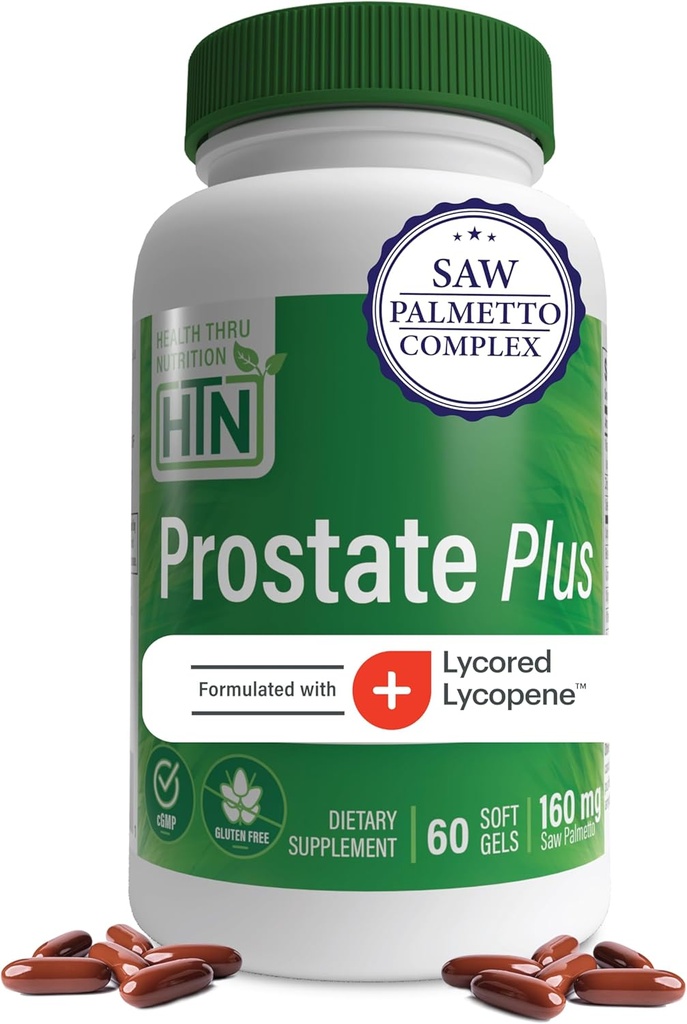 Health Thru Nutrition Prostate Plus z žago Palmetto Extract, likopen kot likored, Rastlinski steroli, Selen, Cink in Bučna semena 
