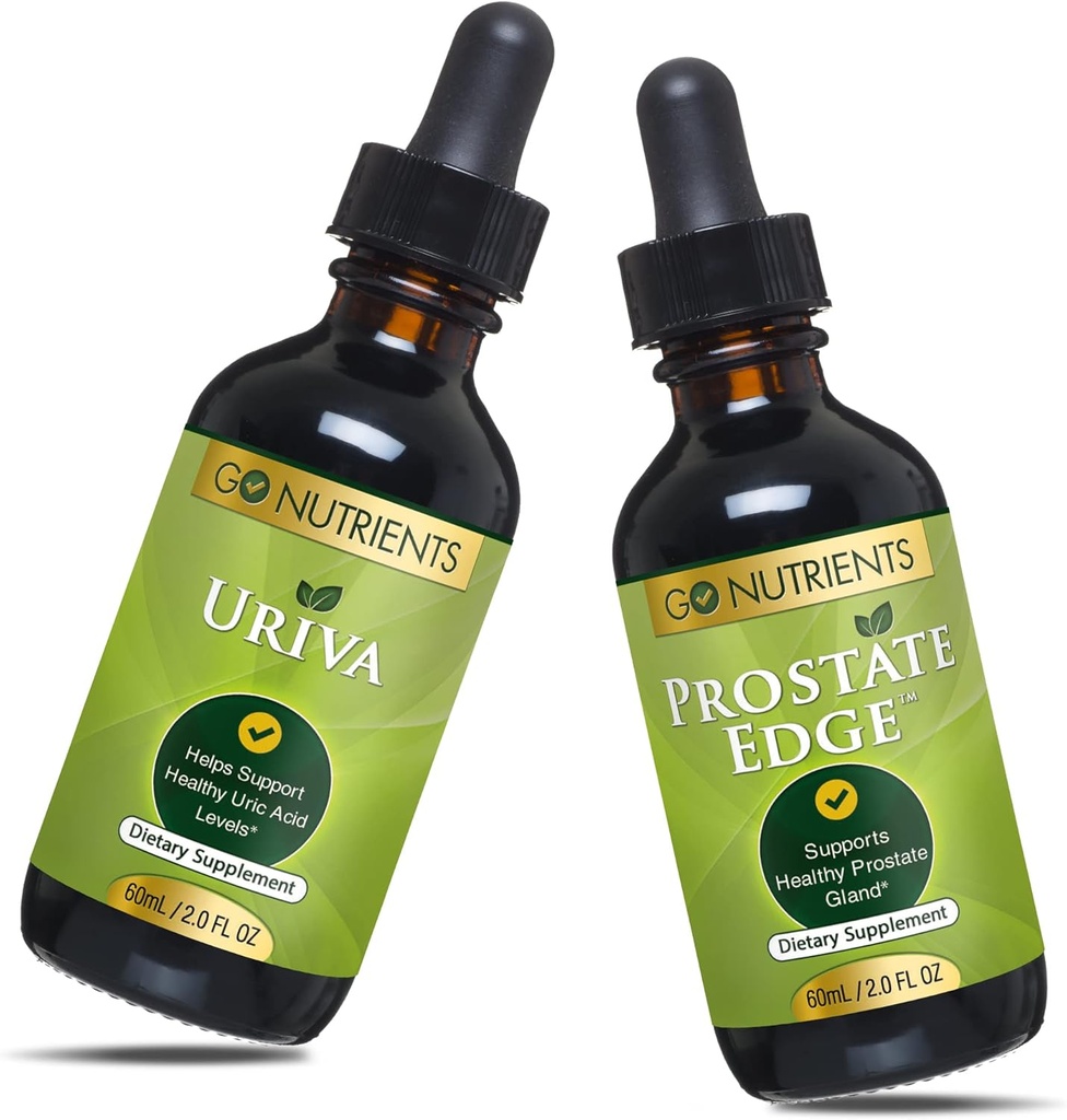Go Nutrients Uriva & prostate Edge Prostata dodatek za moške s Pygeum in žago Palmetto ekstrakt sečne kisline podporo dodatek, za zdrave ravni sečne kisline, ki pomaga olajšati neugodje