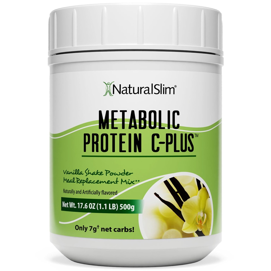 NaturalSlim Protein Powder z vitamini in minerali Metabolični C-Plus - Nadomestni obrok v prahu, obogaten z vitaminom C, cink in aminokislina - čokoladni proteini v prahu 10 Servisi 1,1 lb.
