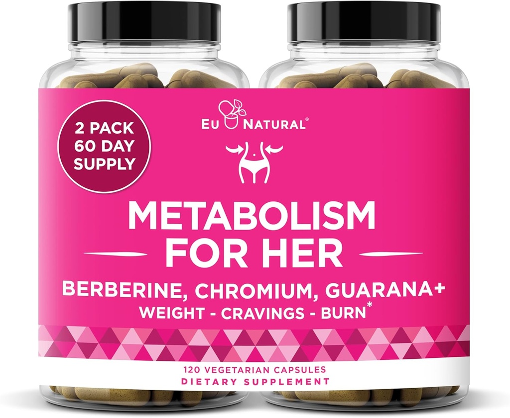 Presnova za njeno - apetit in metabolizem Podpora za ženske - Curb Cravings, zmanjšanje vnosa kalorij in spodbujanje občutek polnosti - Berberine, Kromov pikolinat in Guarana - 120 Veg kapsule