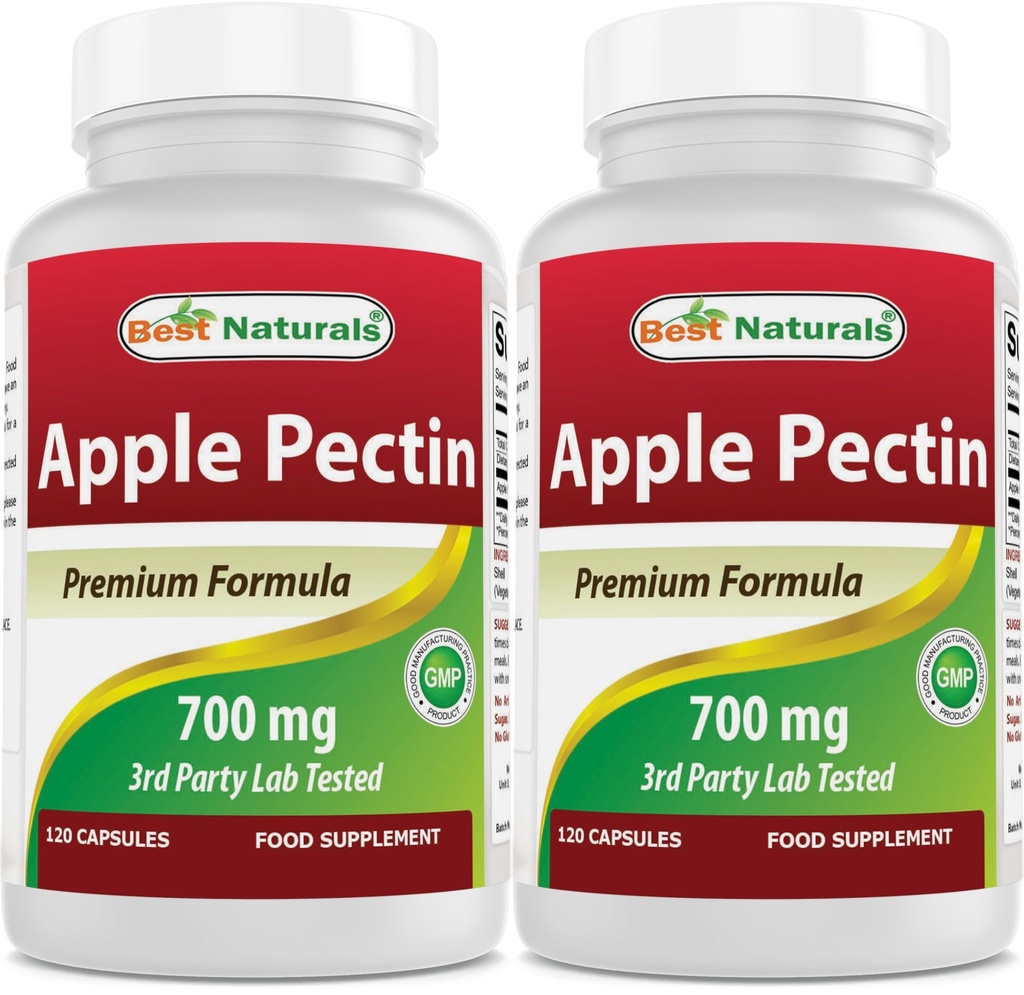 Best Naturals Apple pektin 700 mg - dietna fiber - črevesna podpora - 120 kapsul (120 število (Pack of 2))