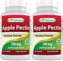 Best Naturals Apple pektin 700 mg - dietna fiber - črevesna podpora - 120 kapsul (120 število (Pack of 2))