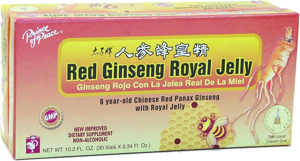 Princ Peace Red Ginseng Royal Jelly, 10 Milliliter - 30 steklenic na pakiranje - 3 pakiranja na primer.