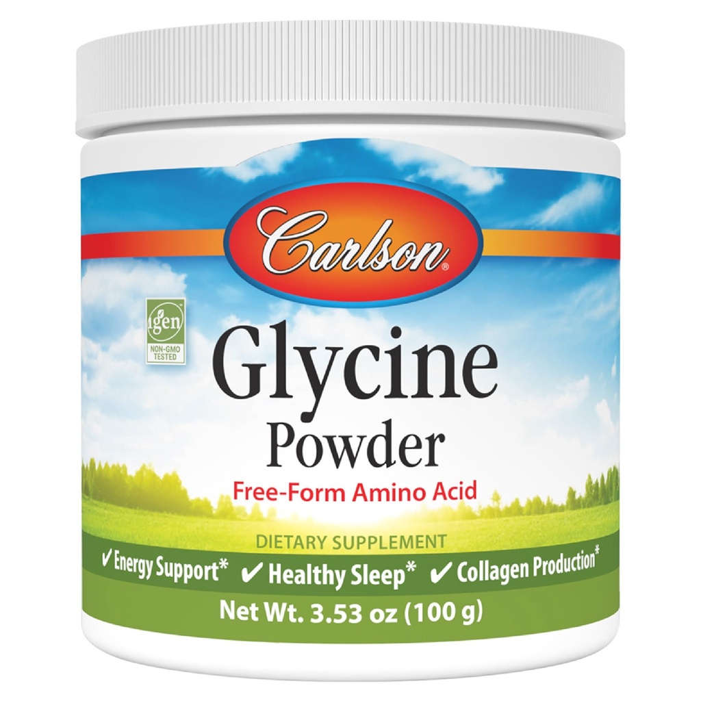 Carlson Glycine Powder 2000 mg, Aminokislinski dodatek za podporo energetiki in mišicam, 3,53 oz (100 g)